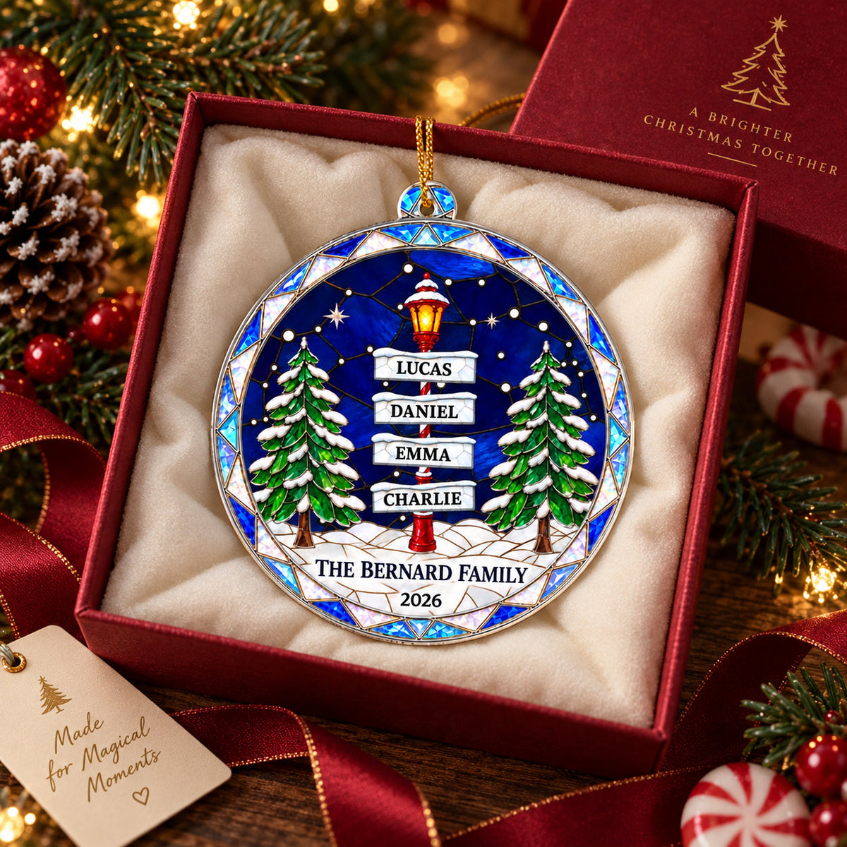 Personalized Family Signpost Christmas Ornament