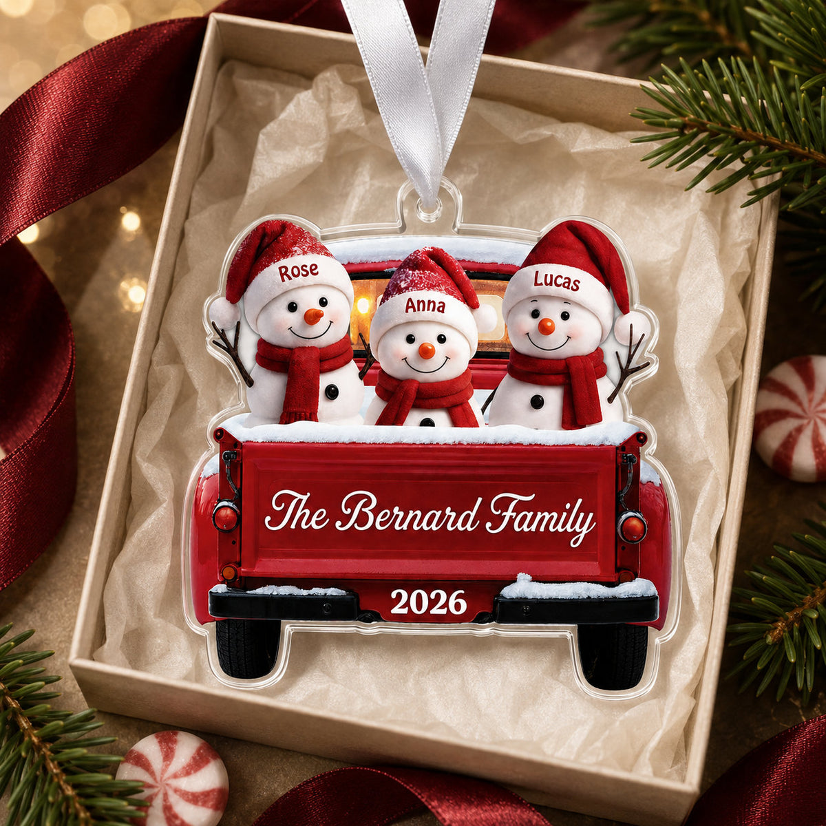 Personalized Snowman Family Christmas Ornament