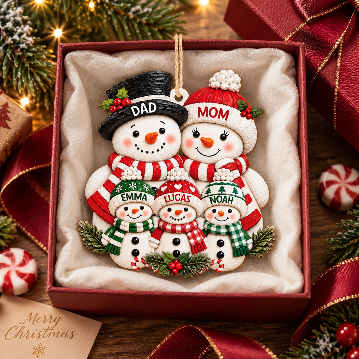 Personalized Snowman Family Christmas Ornament