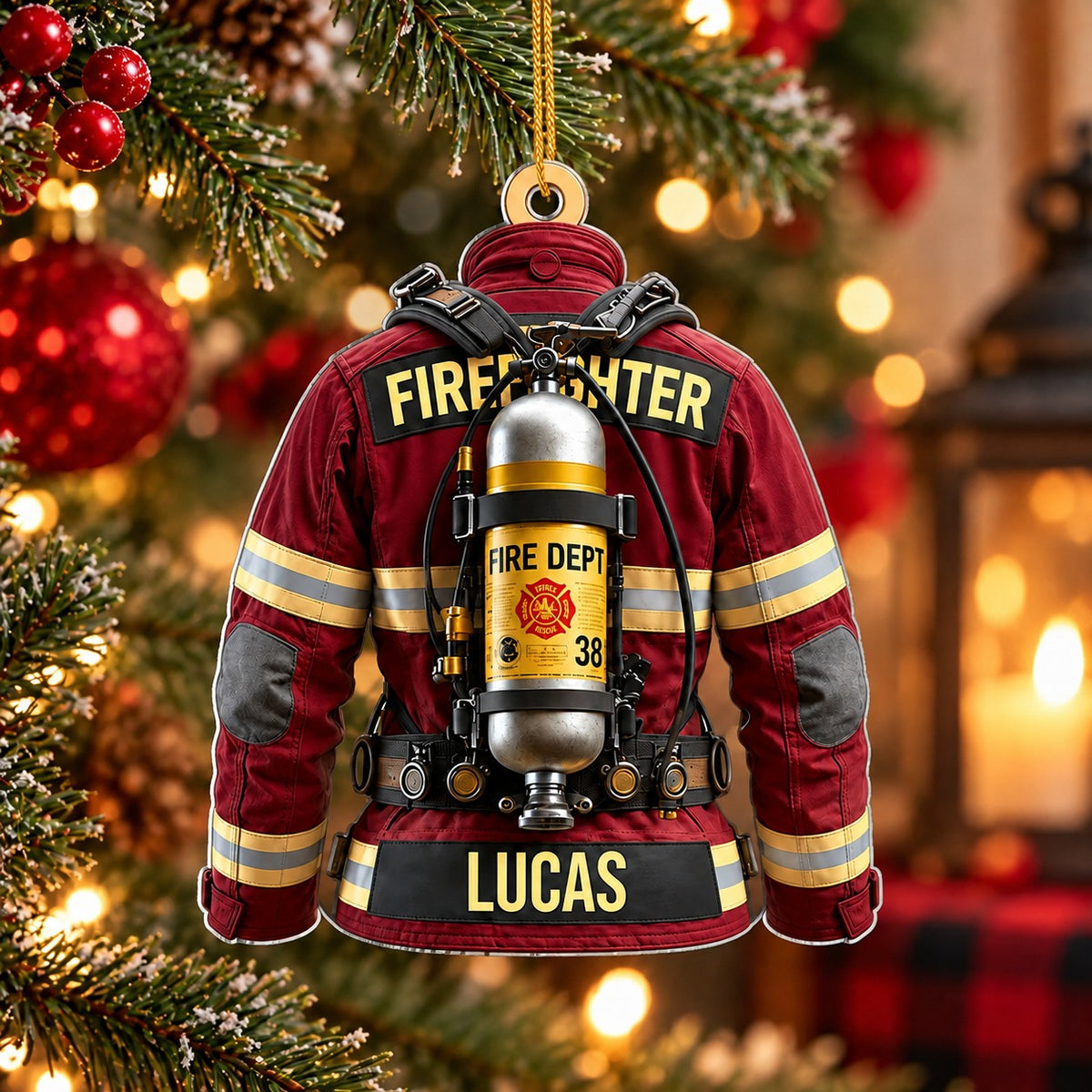Personalized Firefighter Christmas Ornament, Christmas Gift