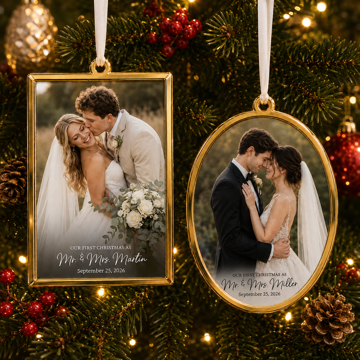 Personalized Wedding Photo Christmas Ornament