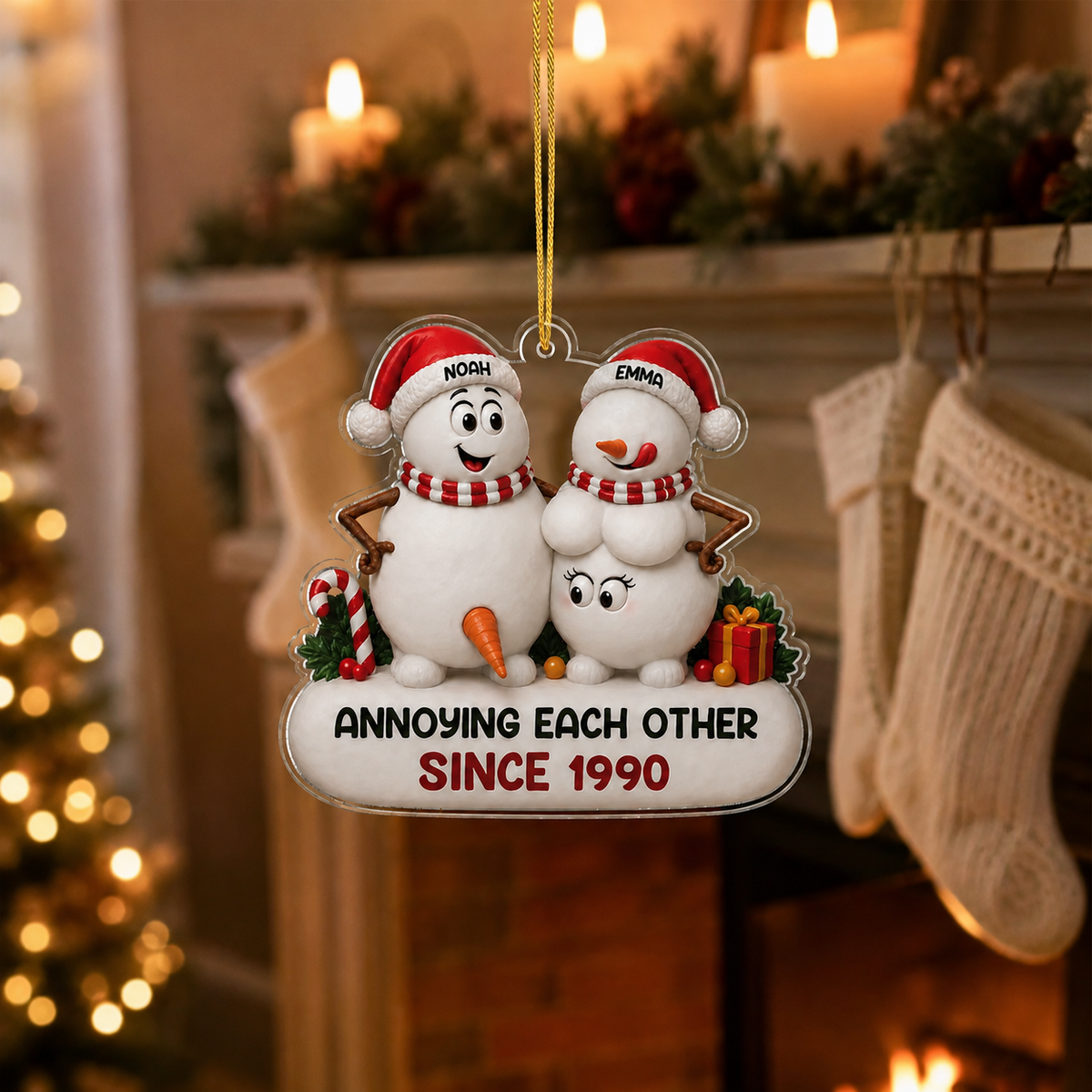 Personalized Snowman Couple Christmas Ornament
