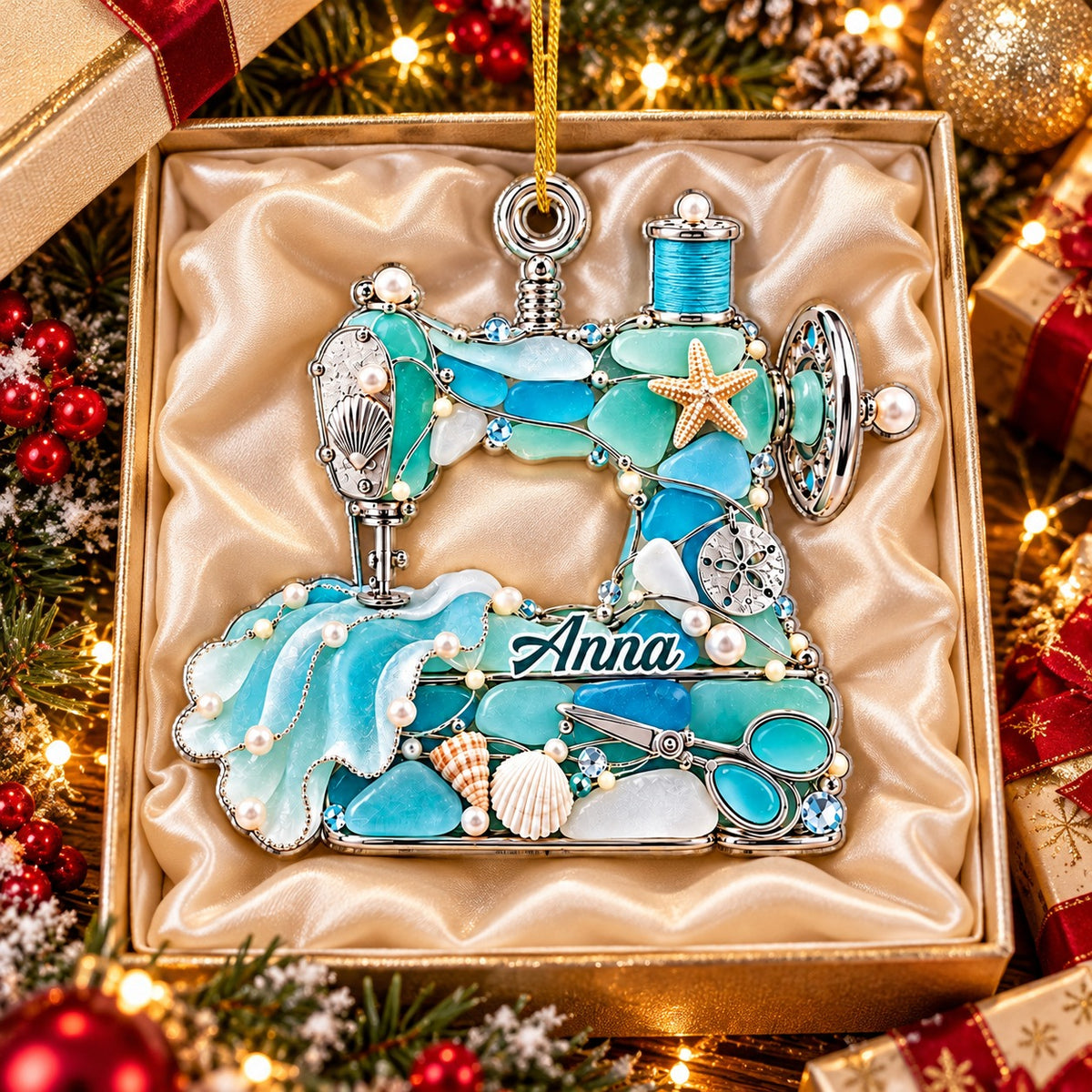 Personalized Sewing Machine Christmas Ornament for Sewing Lovers