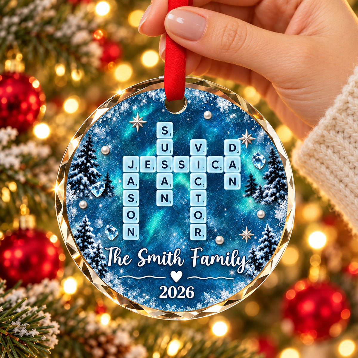 Personalized Family Scrabble Crossword Christmas Ornament