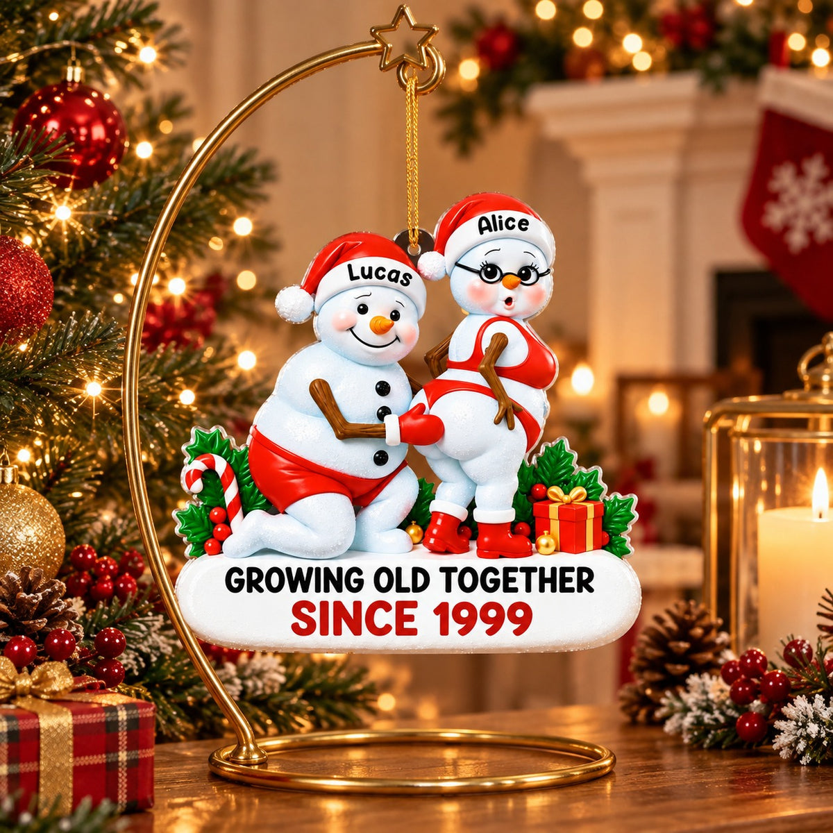 Personalized Funny Snowman Couple Christmas Ornament, Christmas Gift