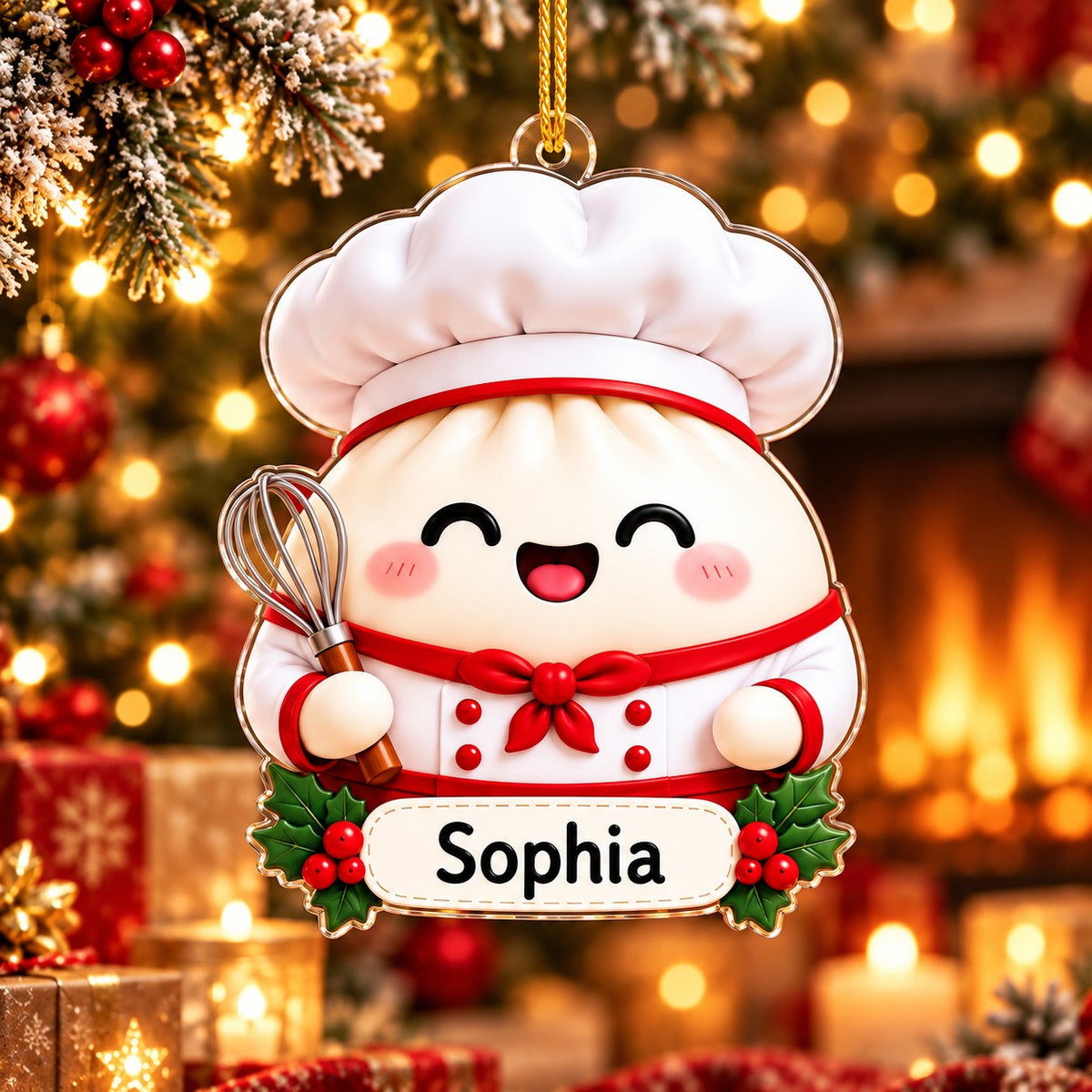 Personalized Dumpling Christmas Ornament, Christmas Gift