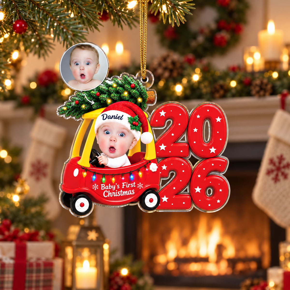 Personalized Baby First Christmas Car Ornament
