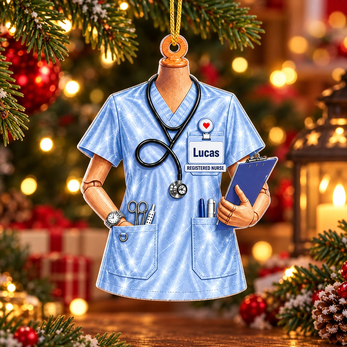 Personalized Nurse Scrubs Christmas Ornament, Christmas Gift