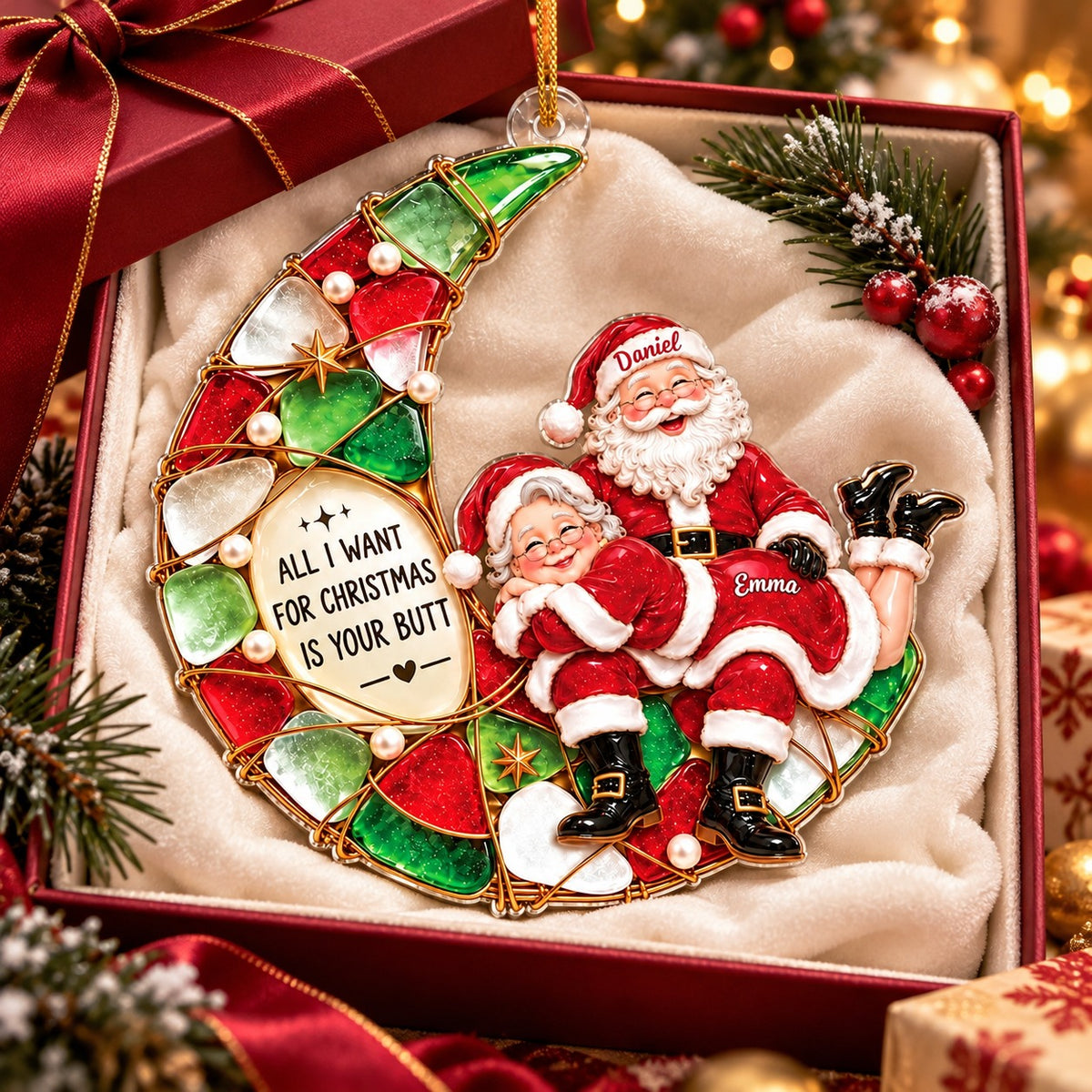 Personalized Funny Santa Couple Christmas Ornament, Christmas Gift