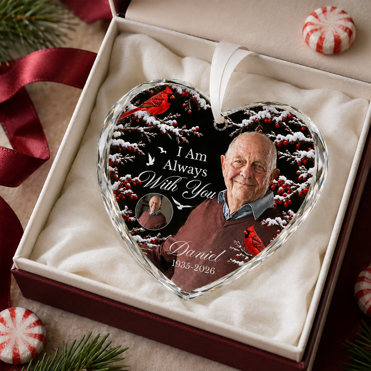 Personalized Memorial Glass Ornament with Photo, Ceramic Ornament