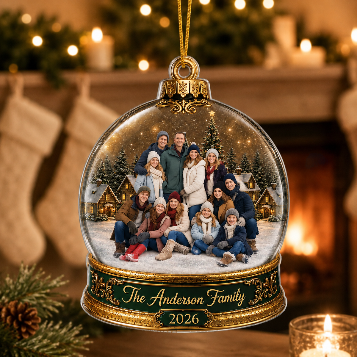 Personalized Family Snow Globe Christmas Ornament