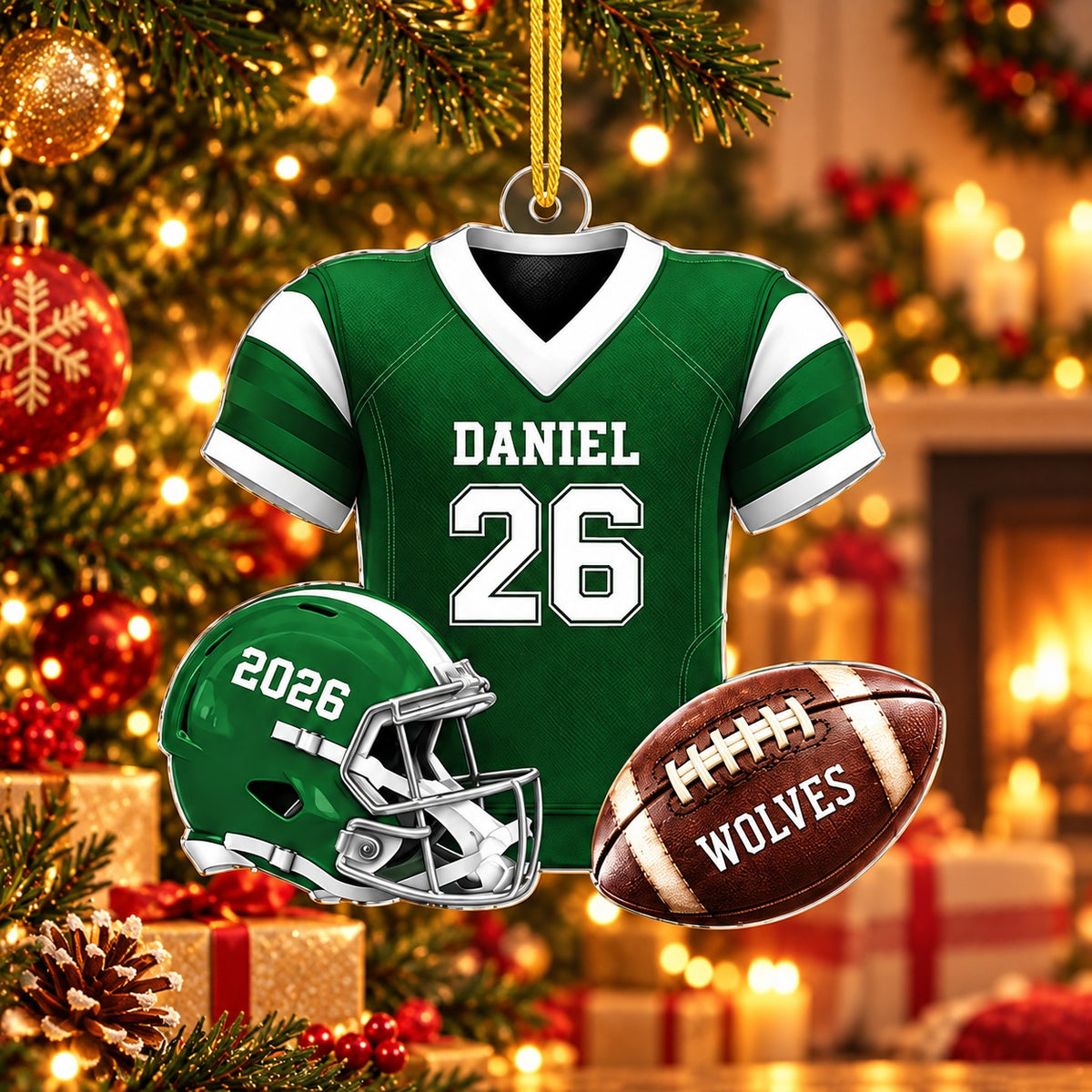 Personalized Football Jersey Christmas Ornament, Christmas Gift