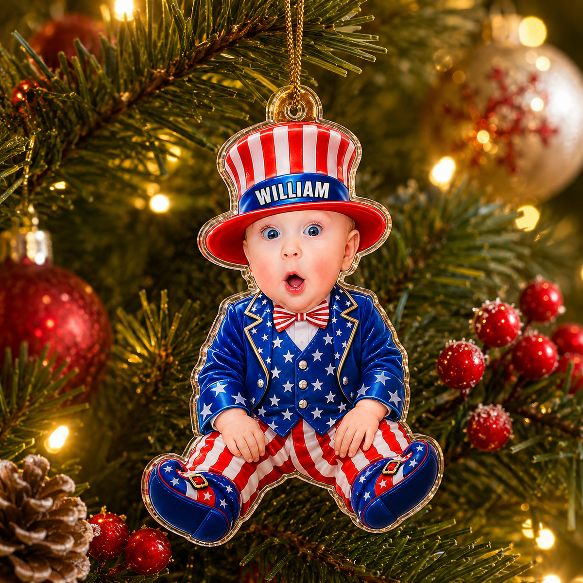 Personalized baby photo ornament display image