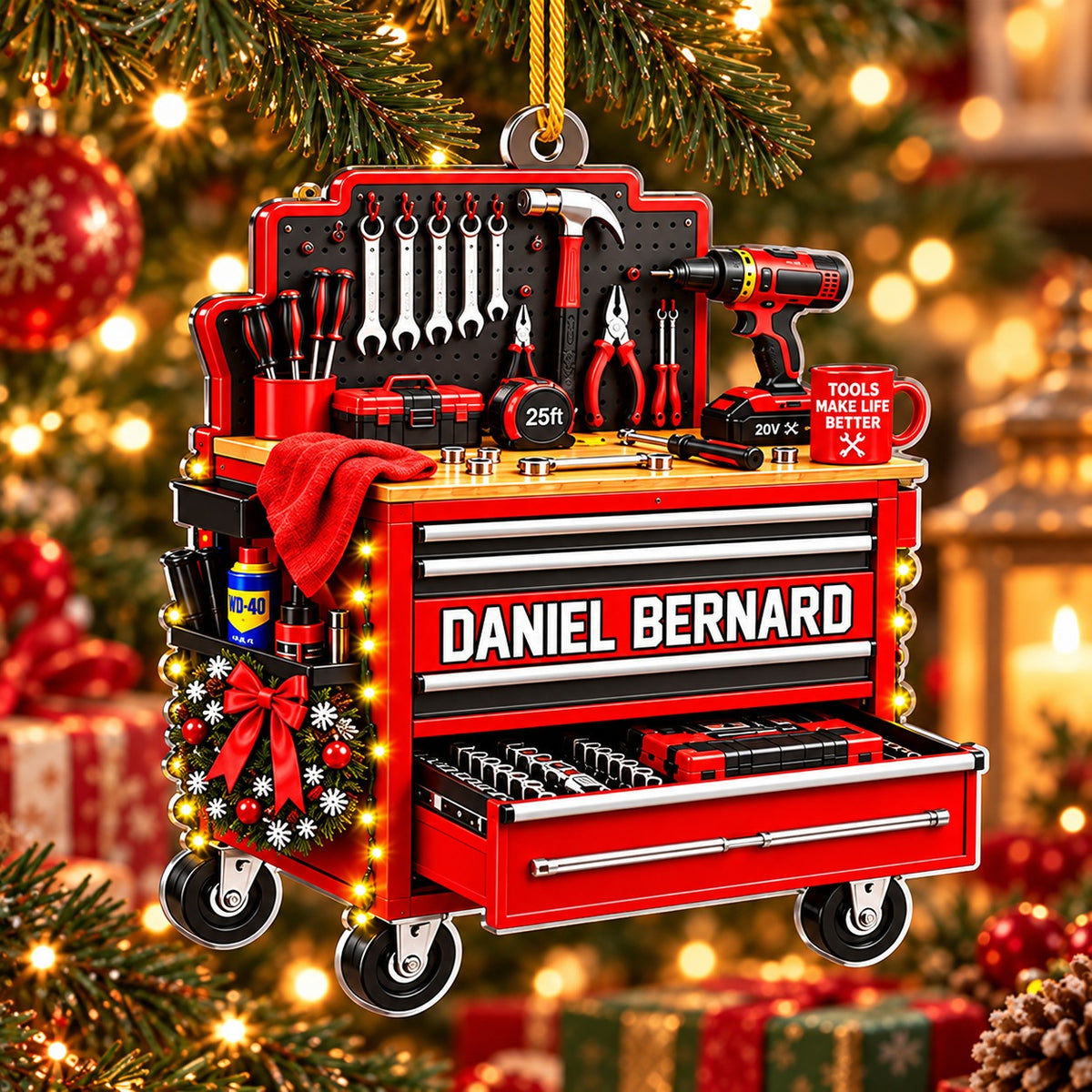 Personalized Mechanic Tool Chest Christmas Ornament, Christmas Gift