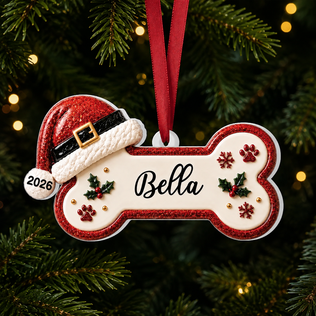 Personalized Dog Bone Christmas Ornament product image 4 of 5