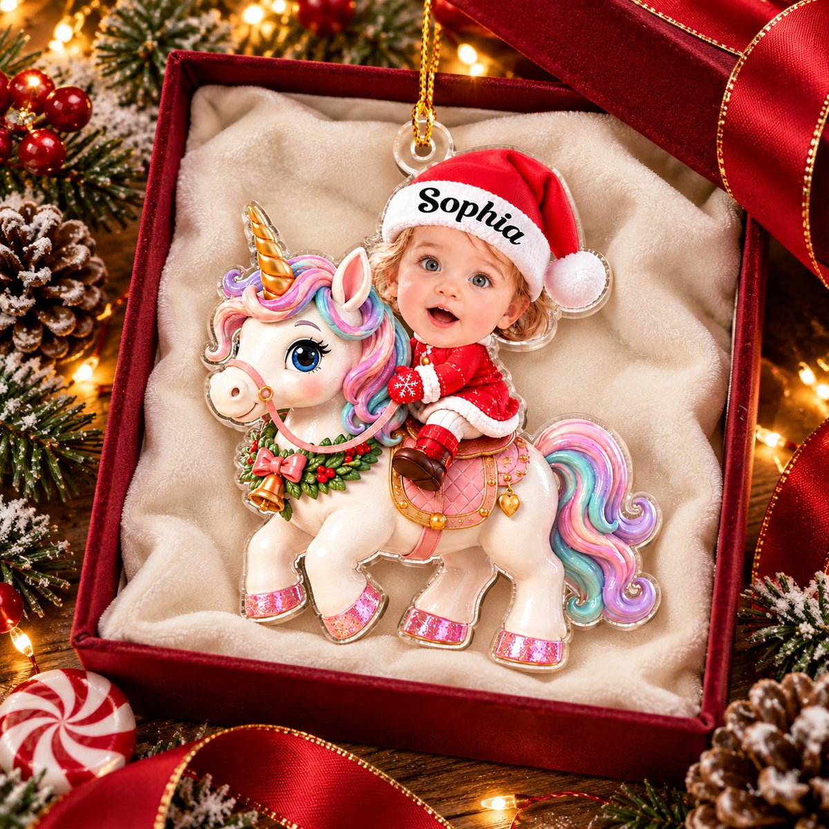 Personalized Baby Unicorn Christmas Ornament, Christmas Gift