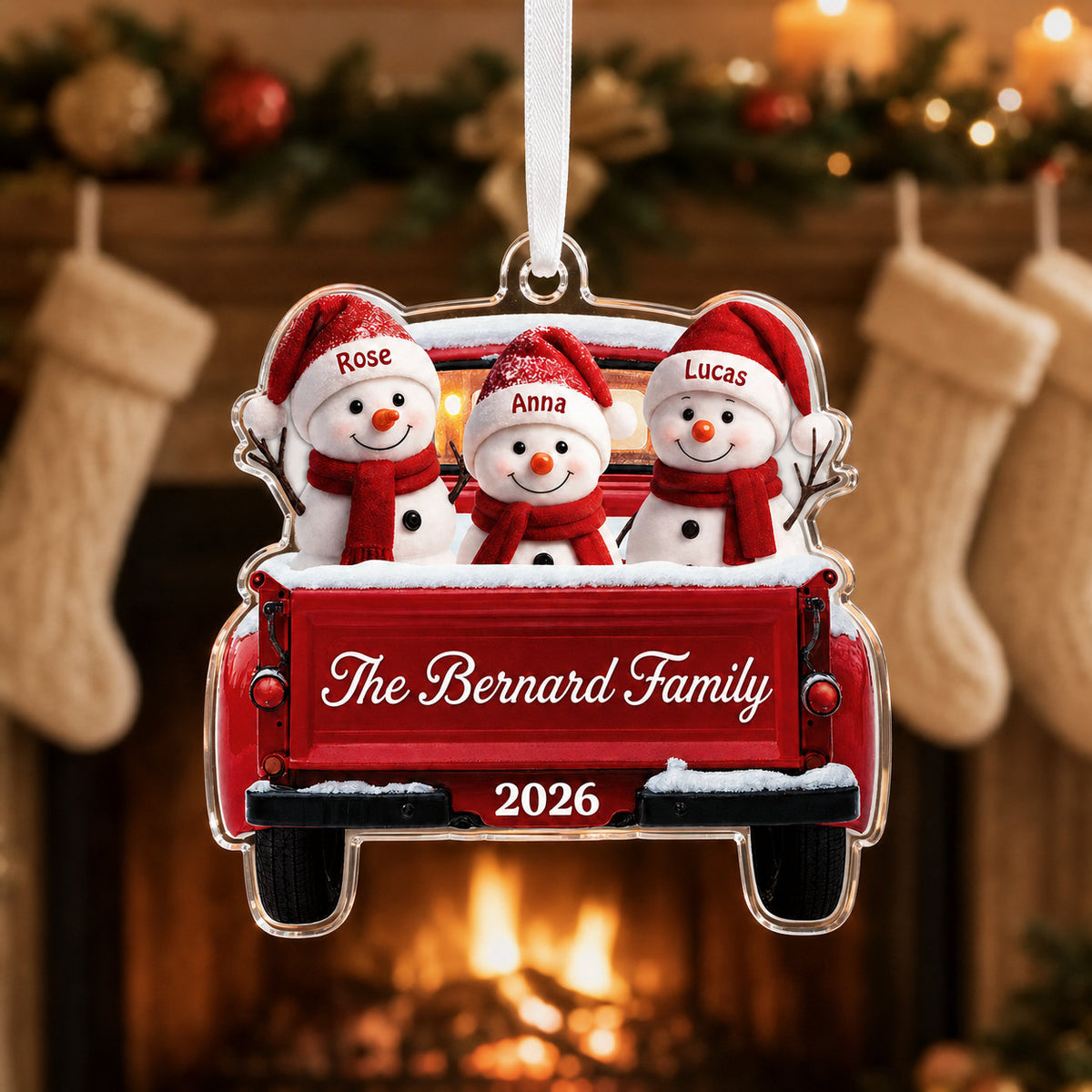 Personalized Snowman Family Christmas Ornament