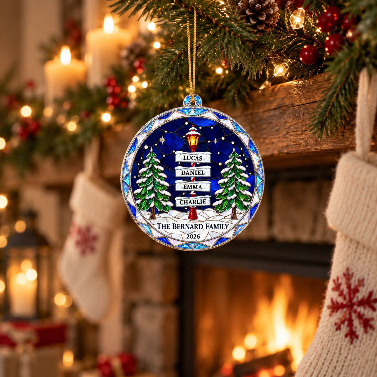 Personalized Family Signpost Christmas Ornament