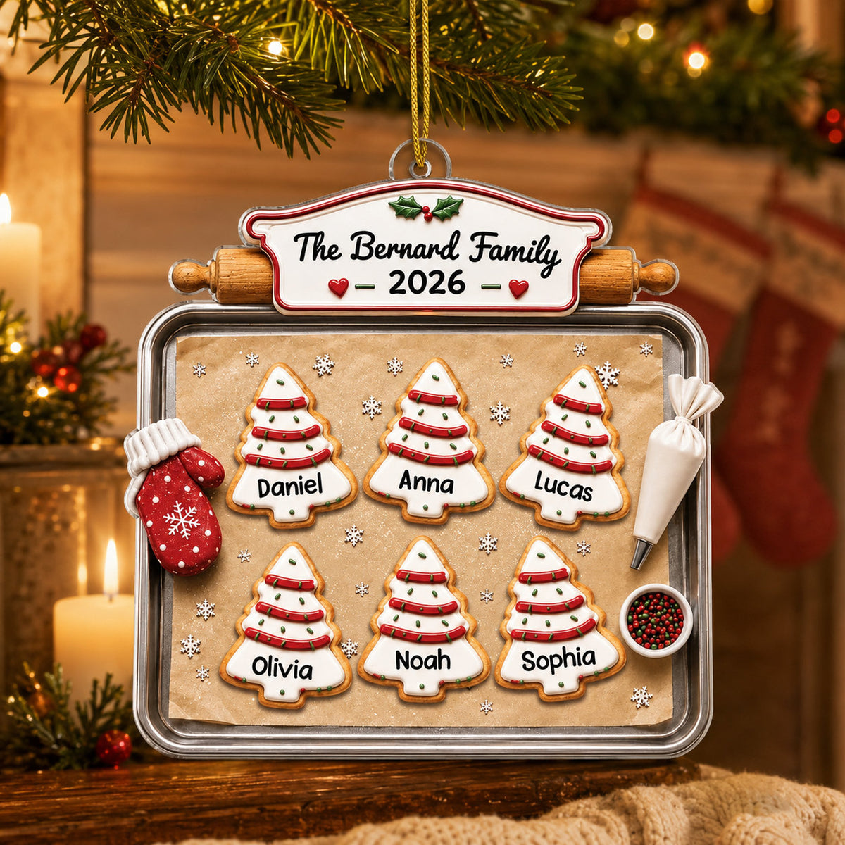 Personalized Family Cookie 2 Layer Christmas Ornament product image 4 of 4