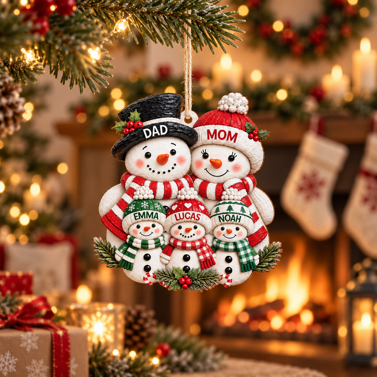 Personalized Snowman Family Christmas Ornament