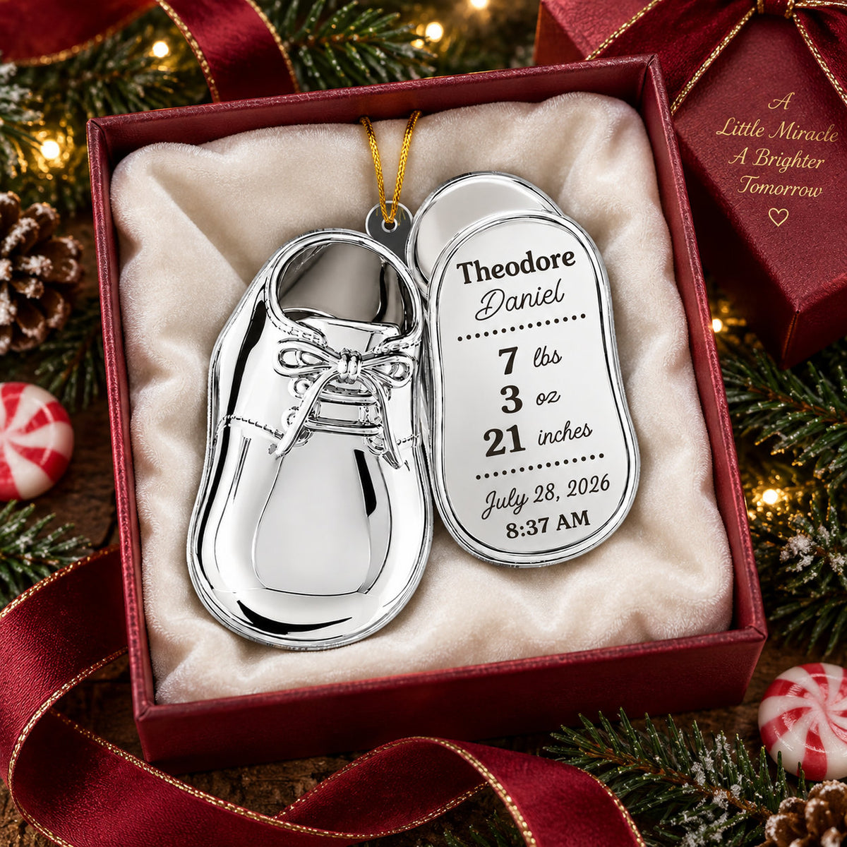 Personalized Baby Birth Shoe Christmas Ornament
