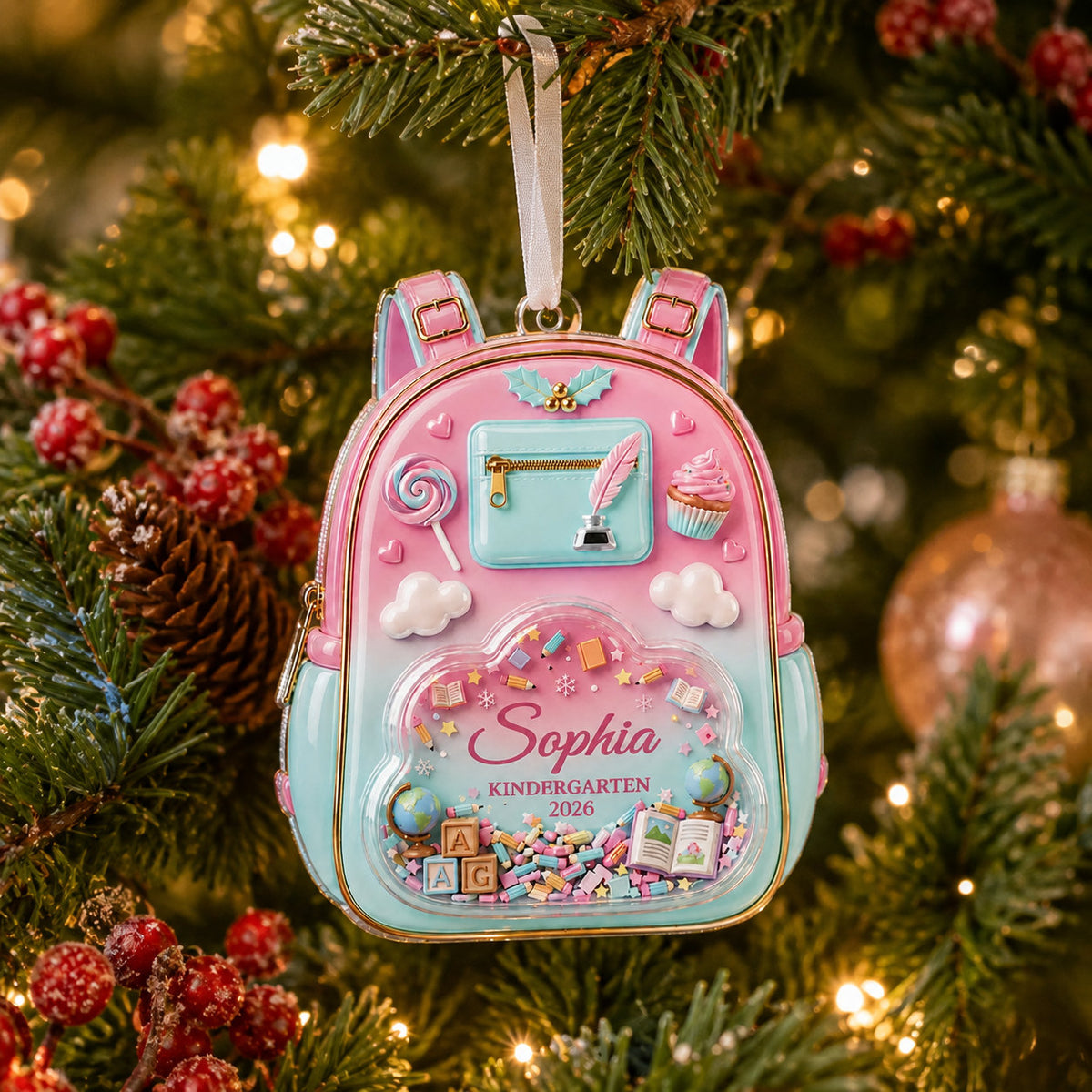 Personalized Kindergarten Backpack Christmas Ornament