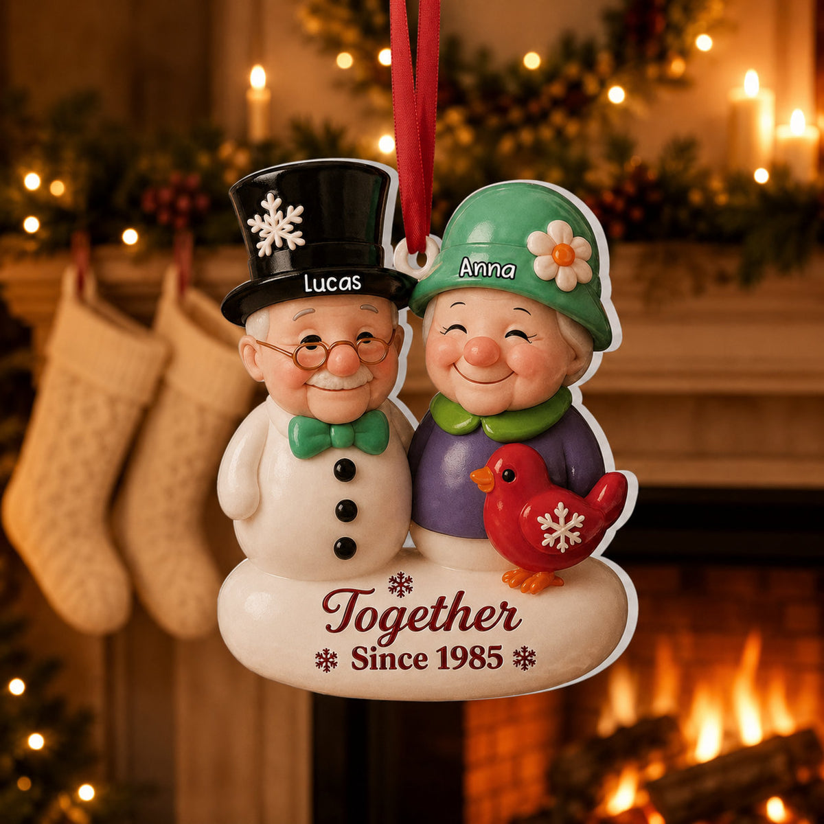 Personalized Couple Snowman Christmas Ornament