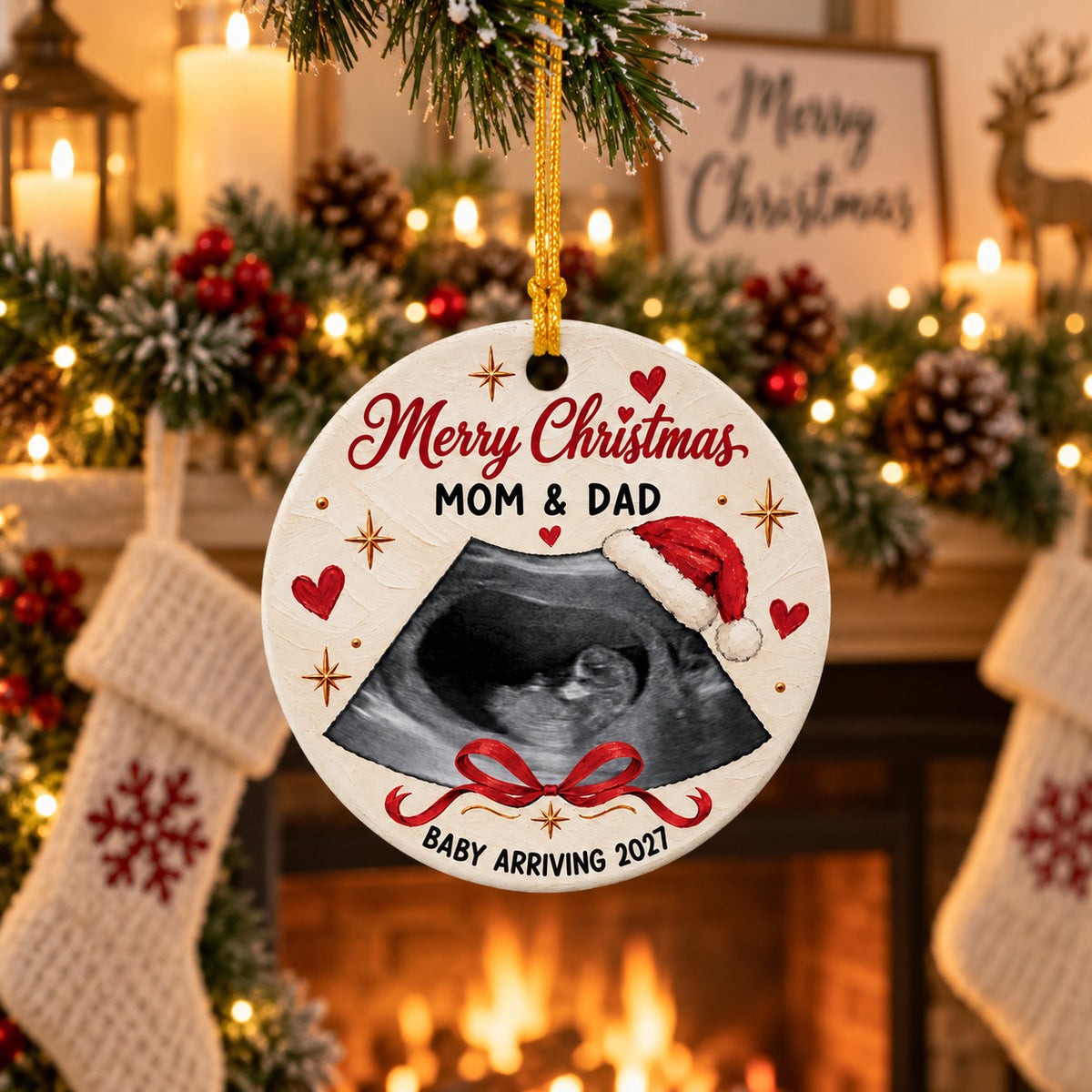 Personalized Pregnancy Announcement Christmas Ornament