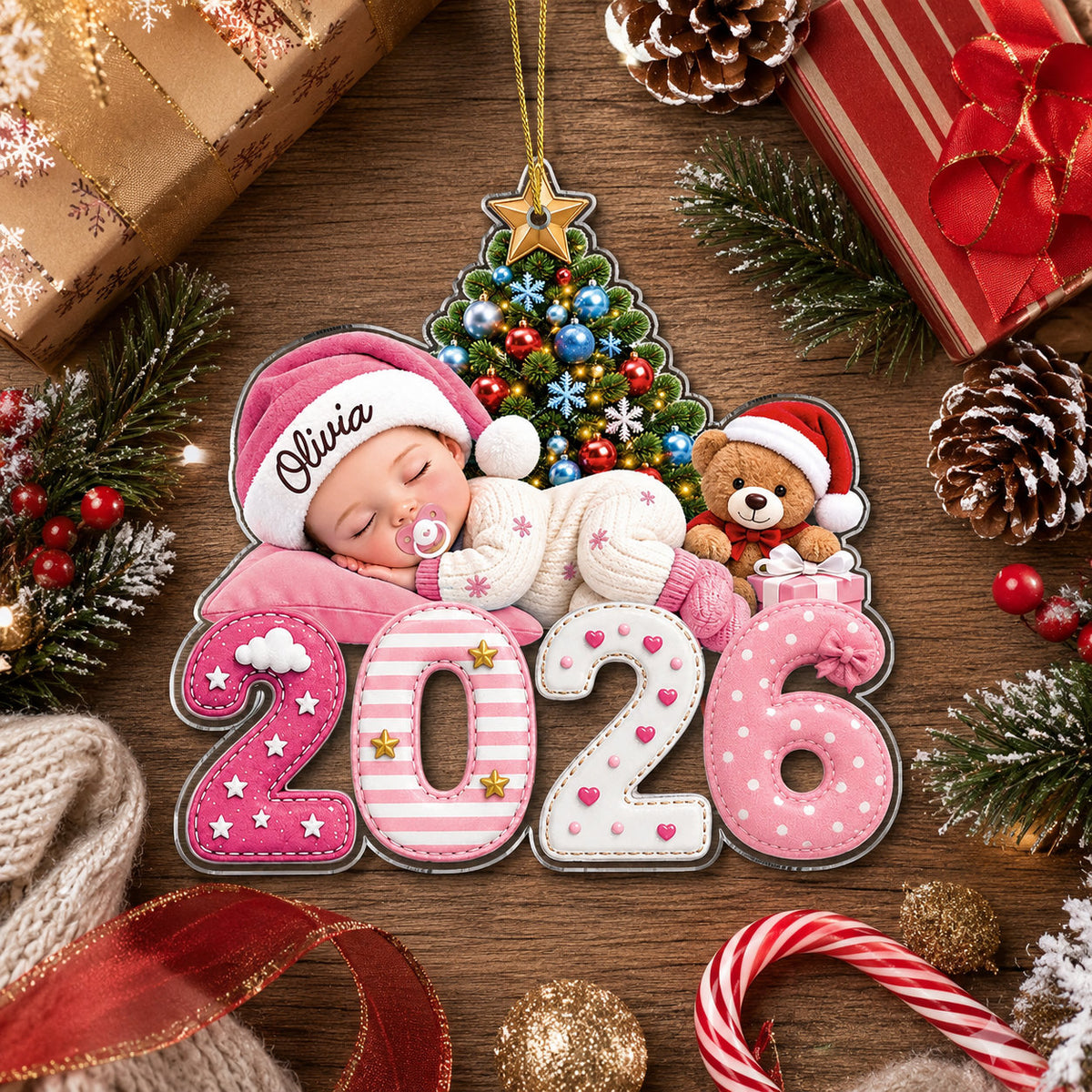 Personalized Baby First Christmas 2026 Ornament
