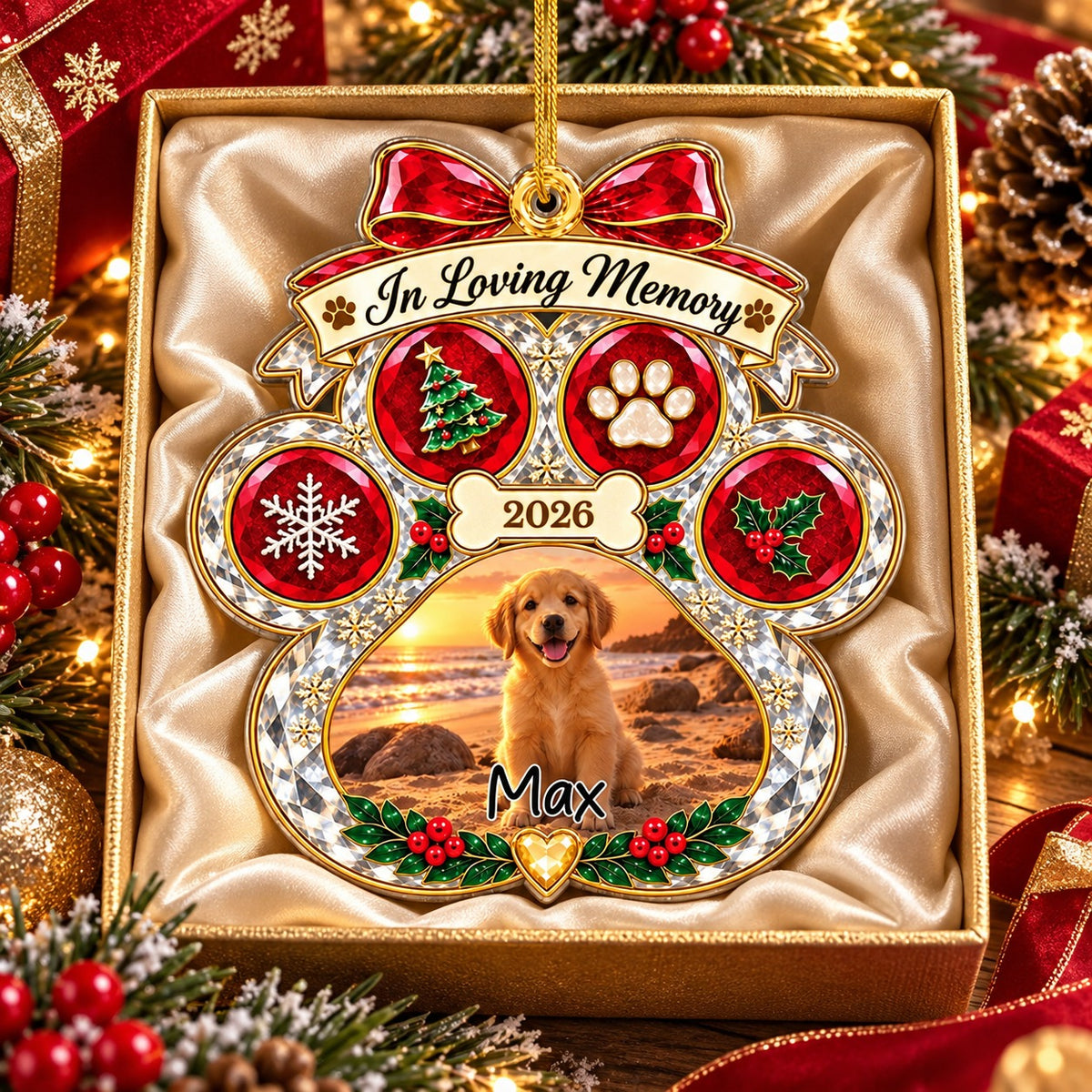 Personalized Pet Memorial Photo Christmas Ornament, Dog Ornament Gift