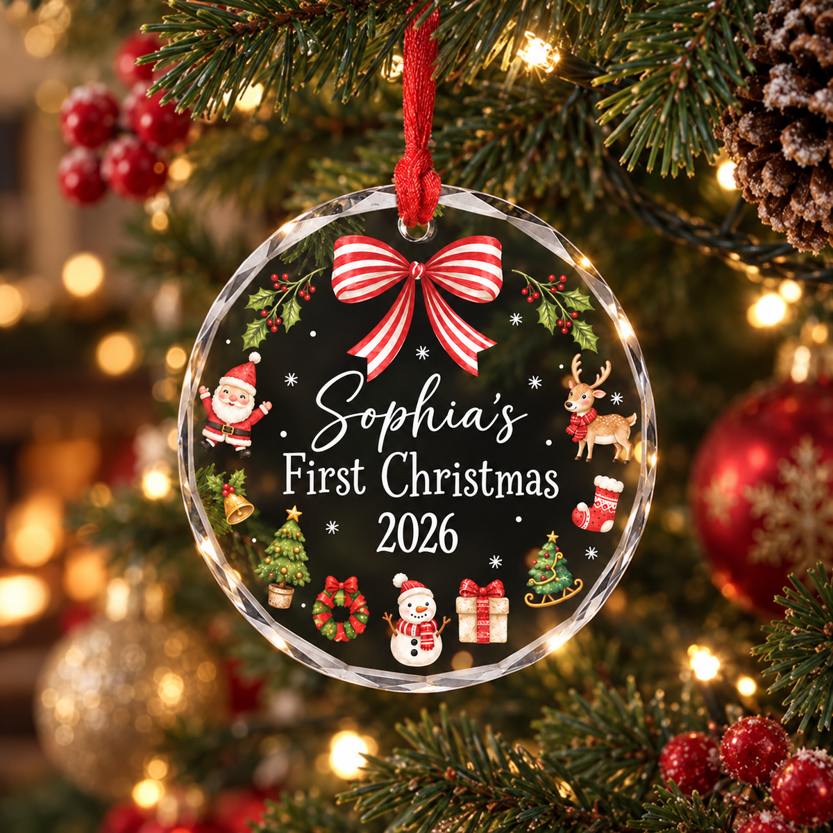 Personalized Baby First Christmas Glass Ornament