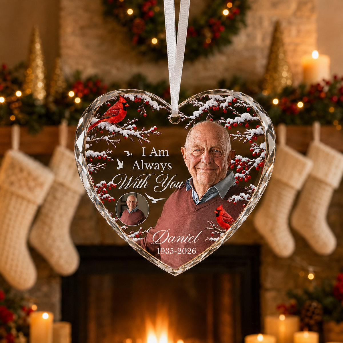 Personalized Memorial Glass Ornament with Photo, Ceramic Ornament