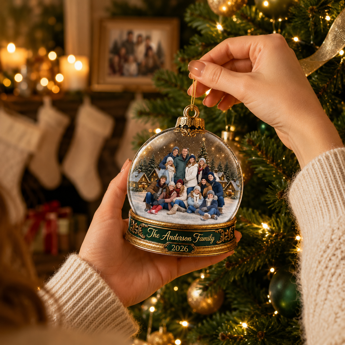 Personalized Family Snow Globe Christmas Ornament
