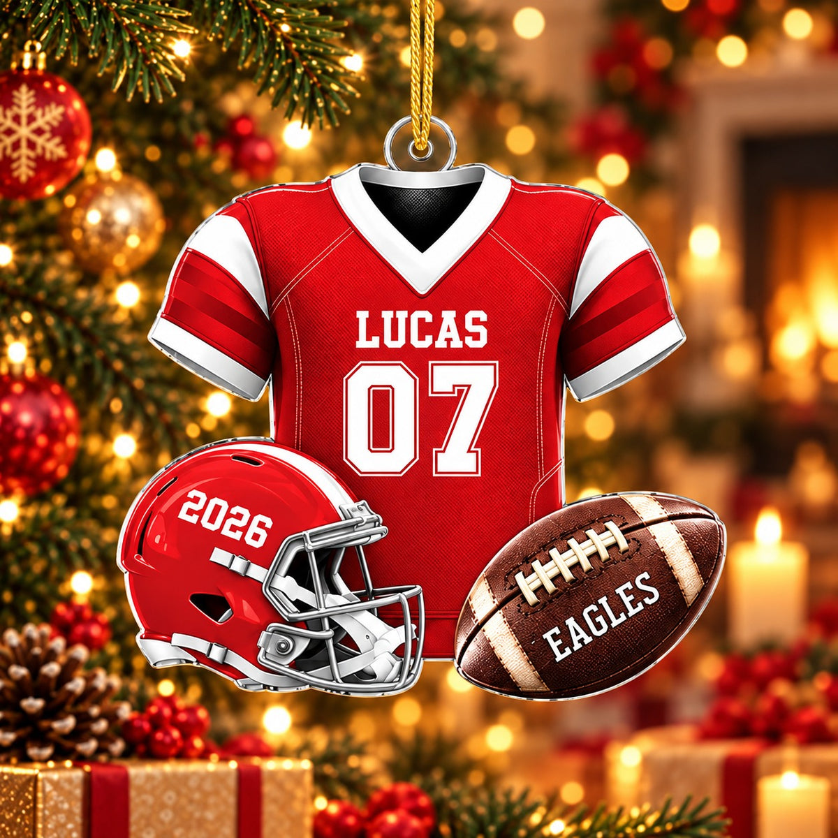 Personalized Football Jersey Christmas Ornament, Christmas Gift