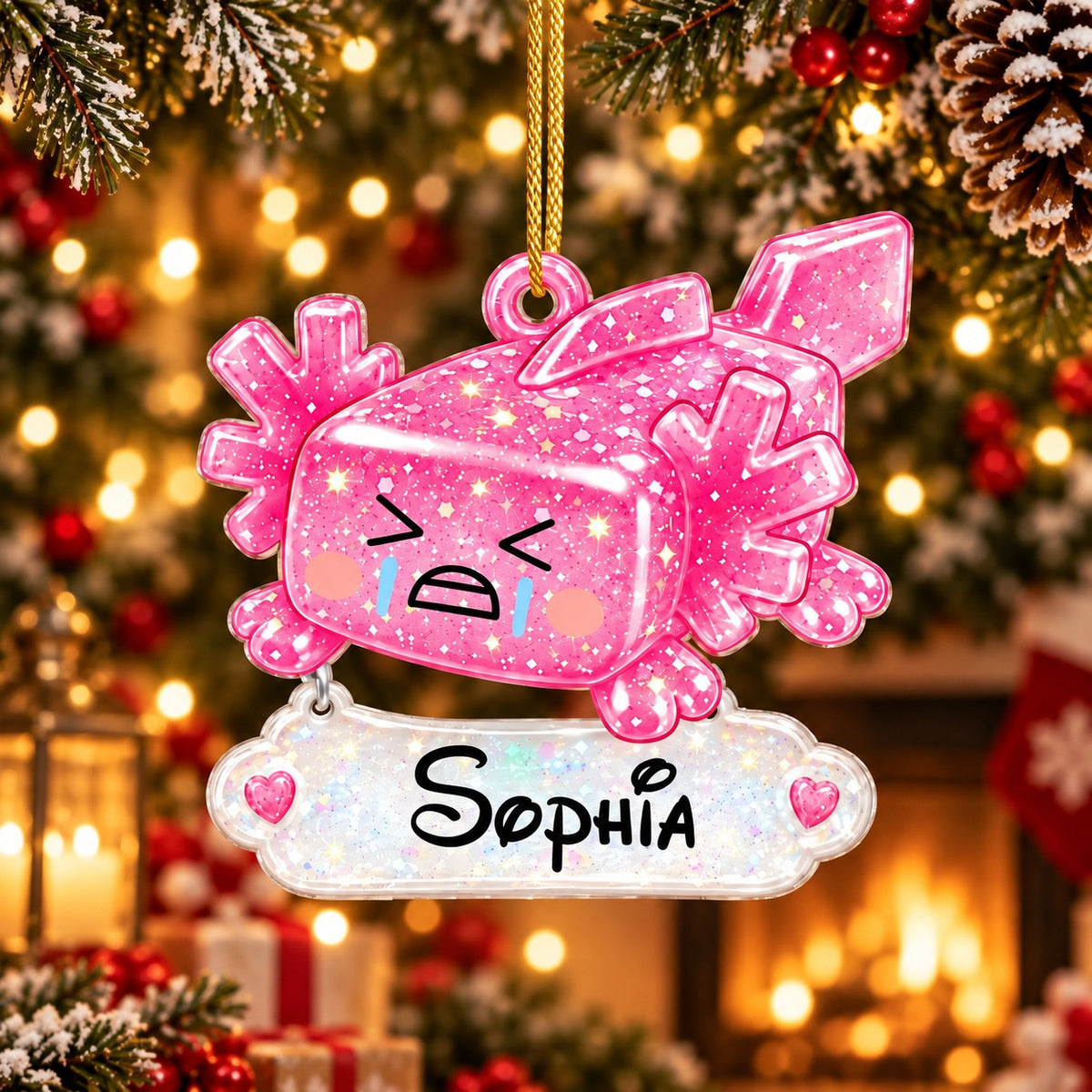 Personalized Cute Axolotl Christmas Ornament, Christmas Gift