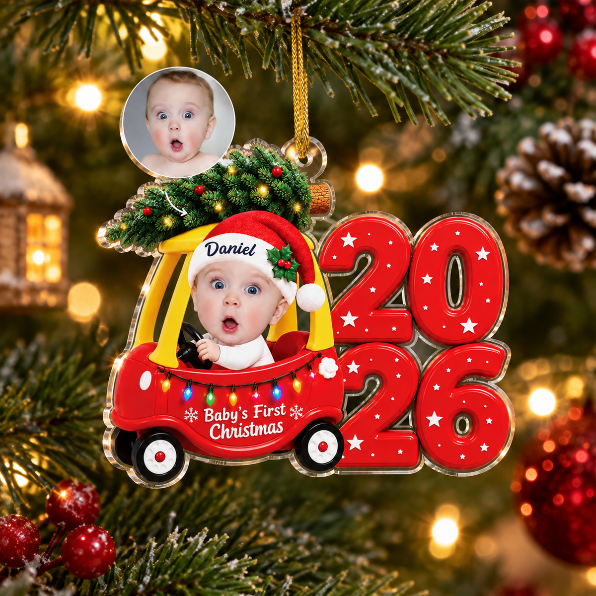 Personalized Baby First Christmas Car Ornament