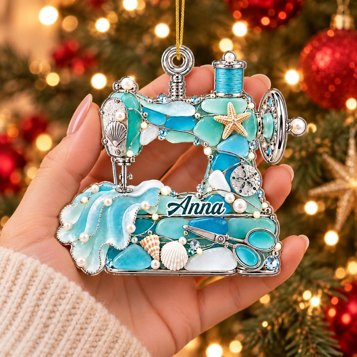 Personalized Sewing Machine Christmas Ornament for Sewing Lovers