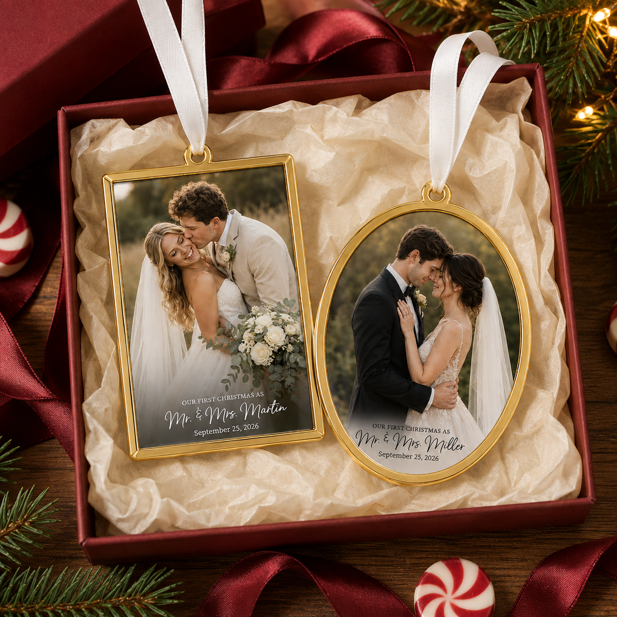 Personalized Wedding Photo Christmas Ornament