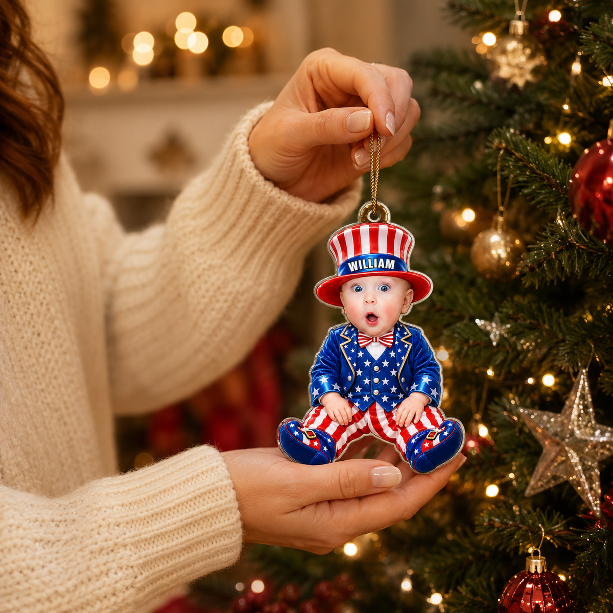 Patriotic baby photo ornament lifestyle image