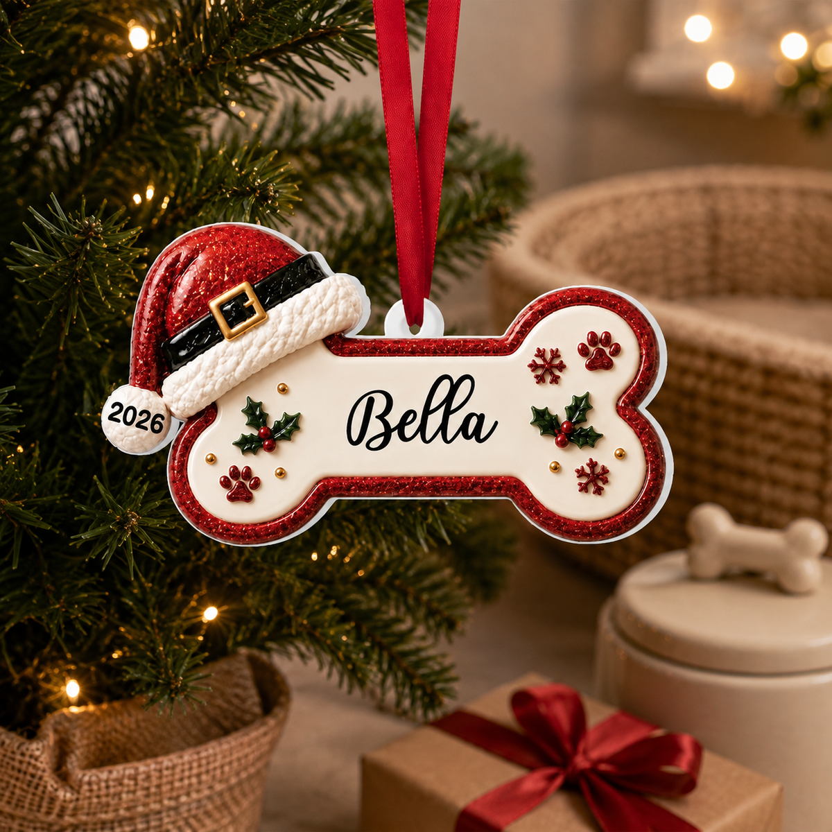 Personalized Dog Bone Christmas Ornament product image 5 of 5