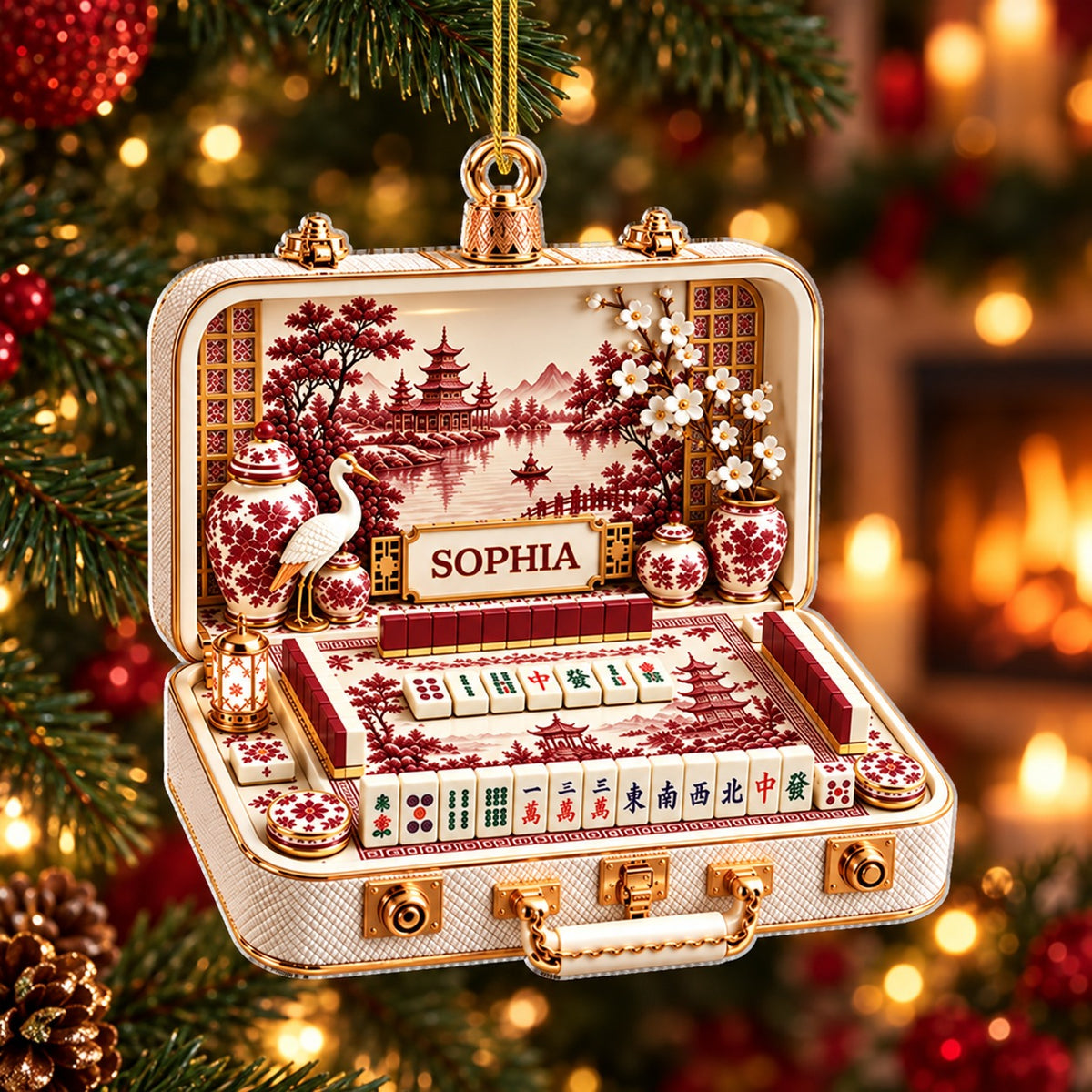 Personalized Mahjong Set Christmas Ornament with Custom Name