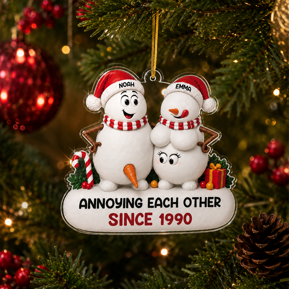 Personalized Snowman Couple Christmas Ornament
