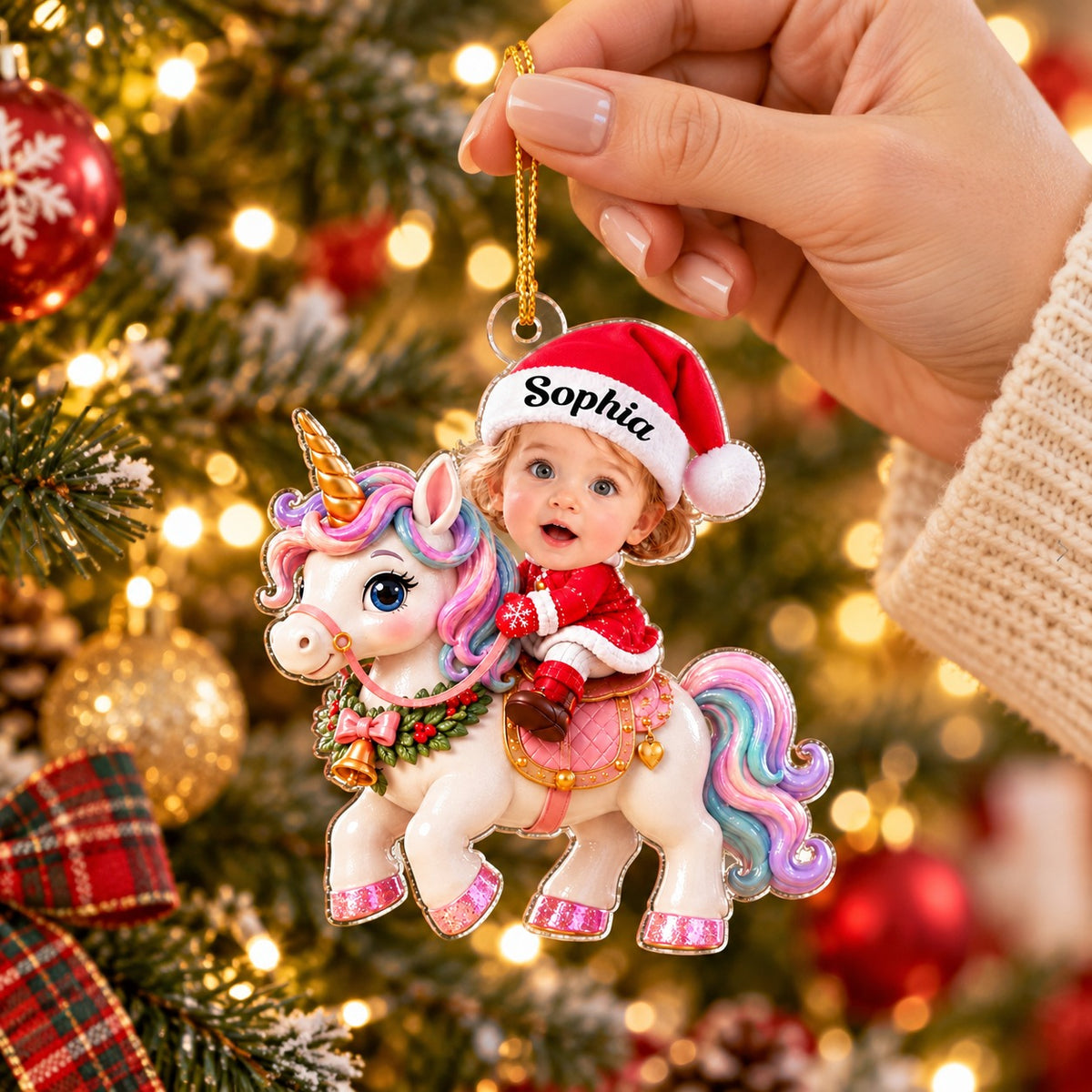 Personalized Baby Unicorn Christmas Ornament, Christmas Gift