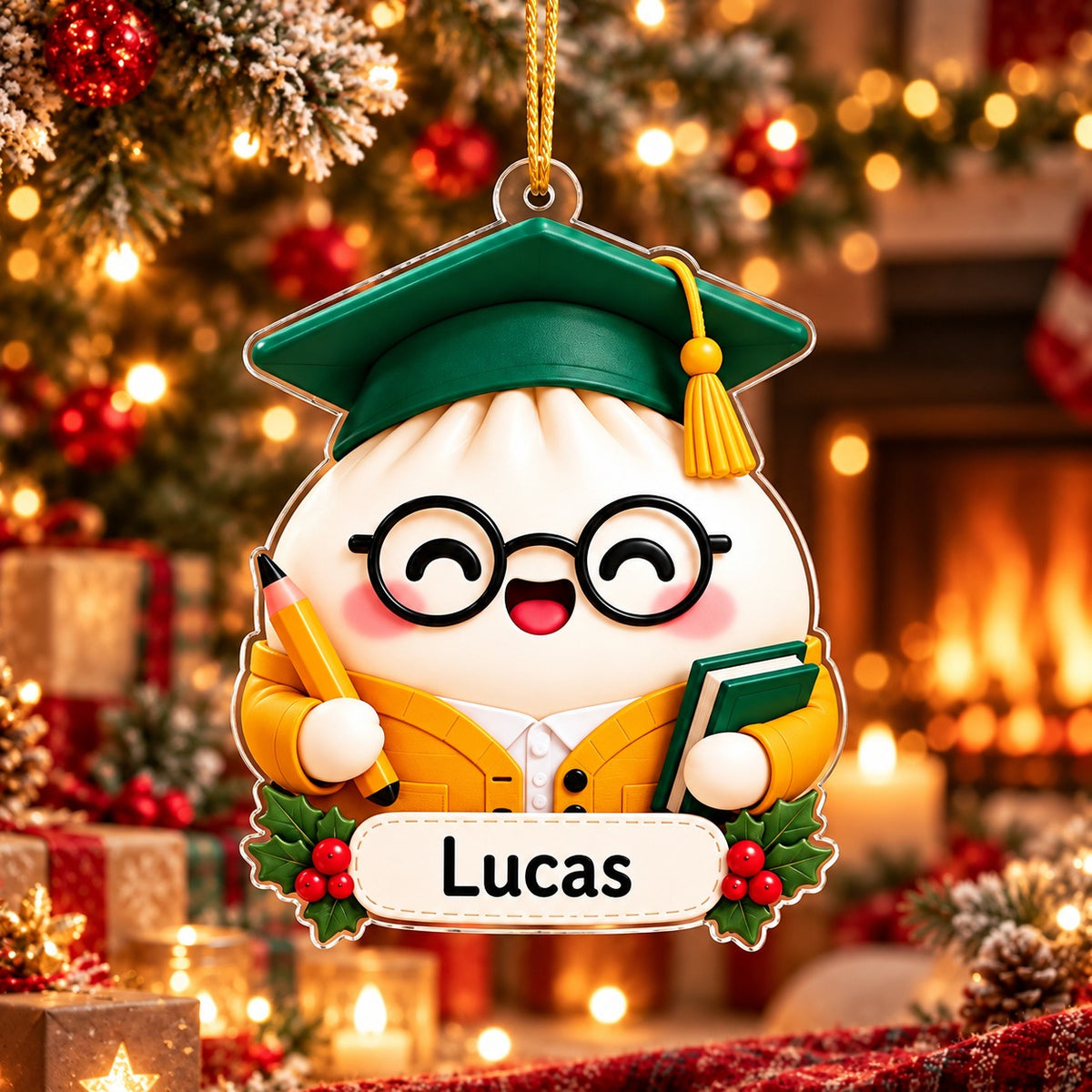 Personalized Dumpling Christmas Ornament, Christmas Gift