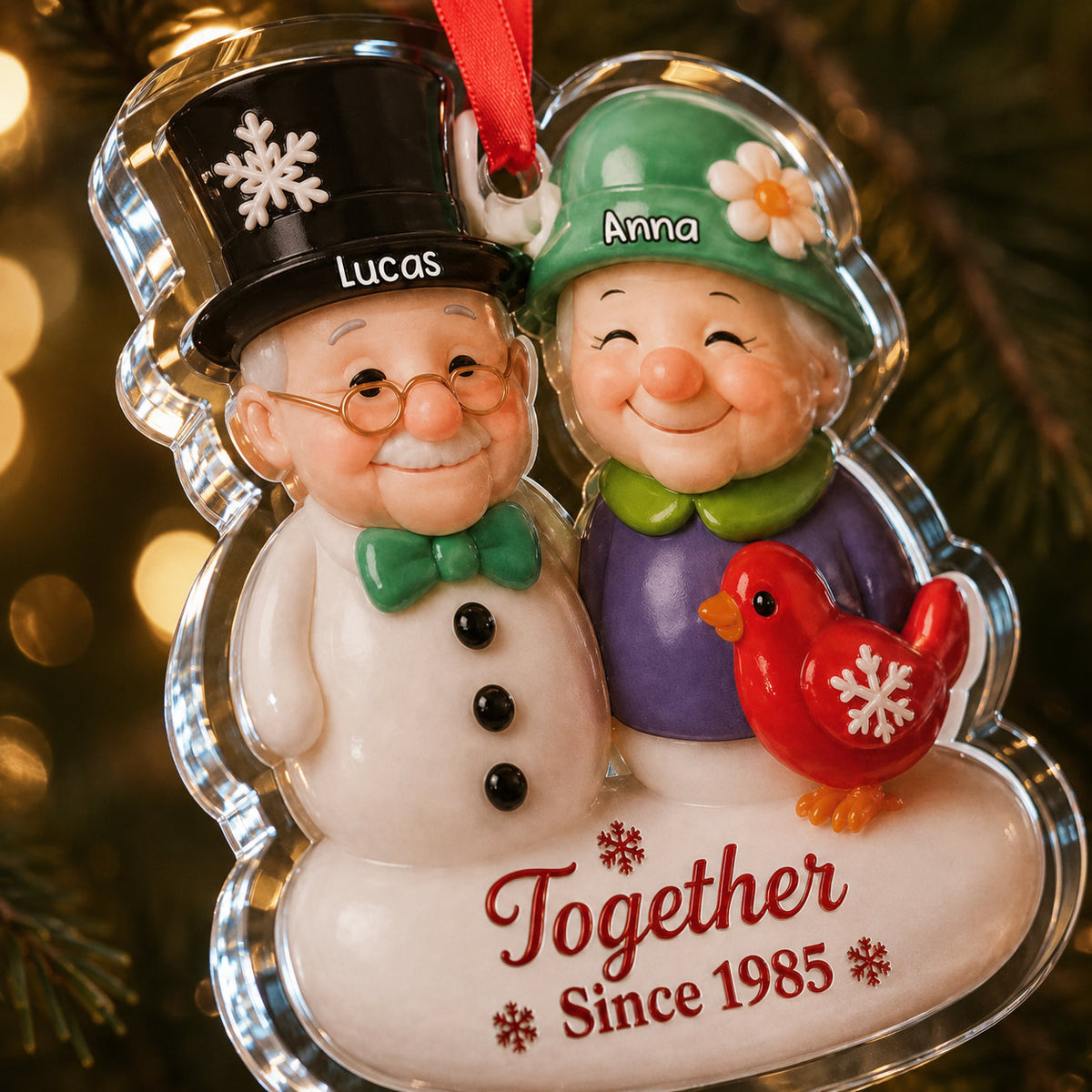 Personalized Couple Snowman Christmas Ornament