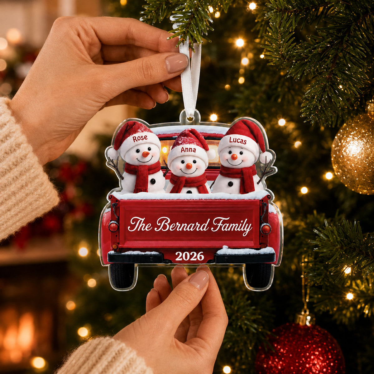 Personalized Snowman Family Christmas Ornament