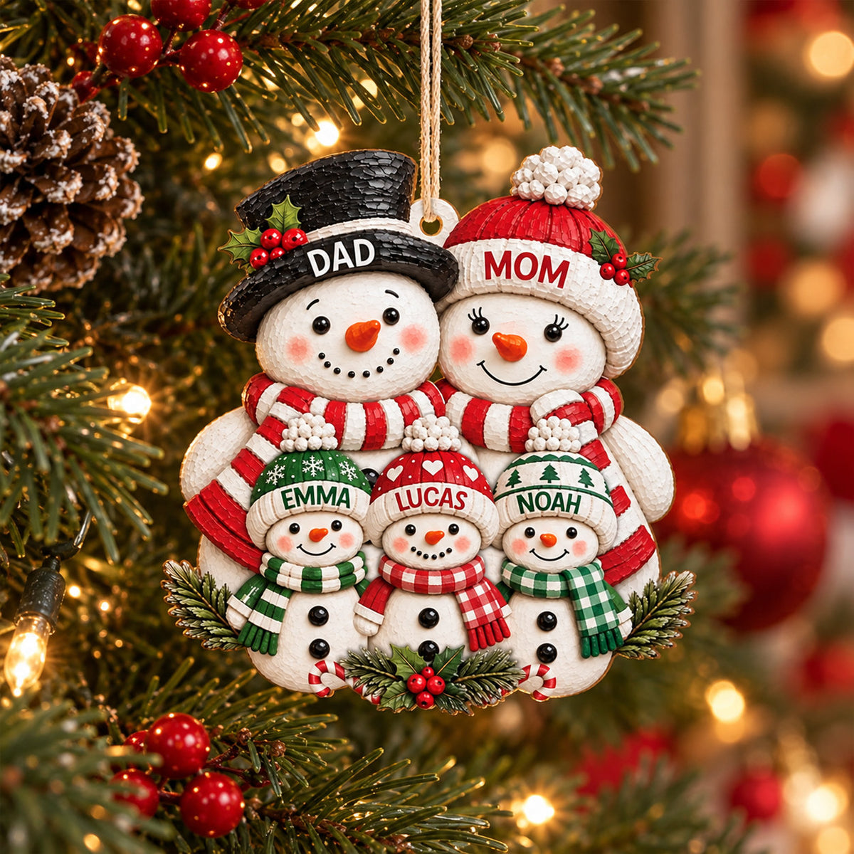 Personalized Snowman Family Christmas Ornament
