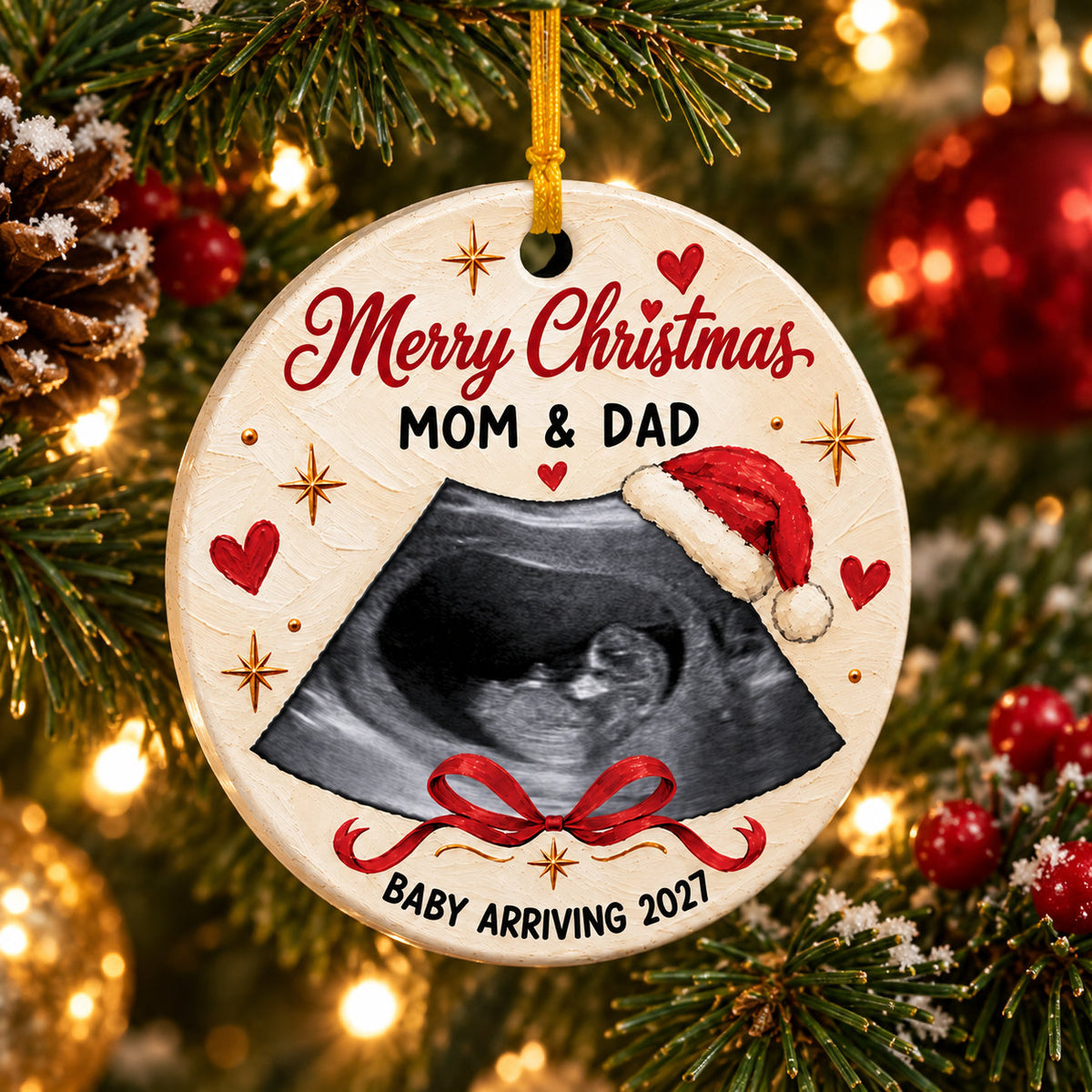 Personalized Pregnancy Announcement Christmas Ornament
