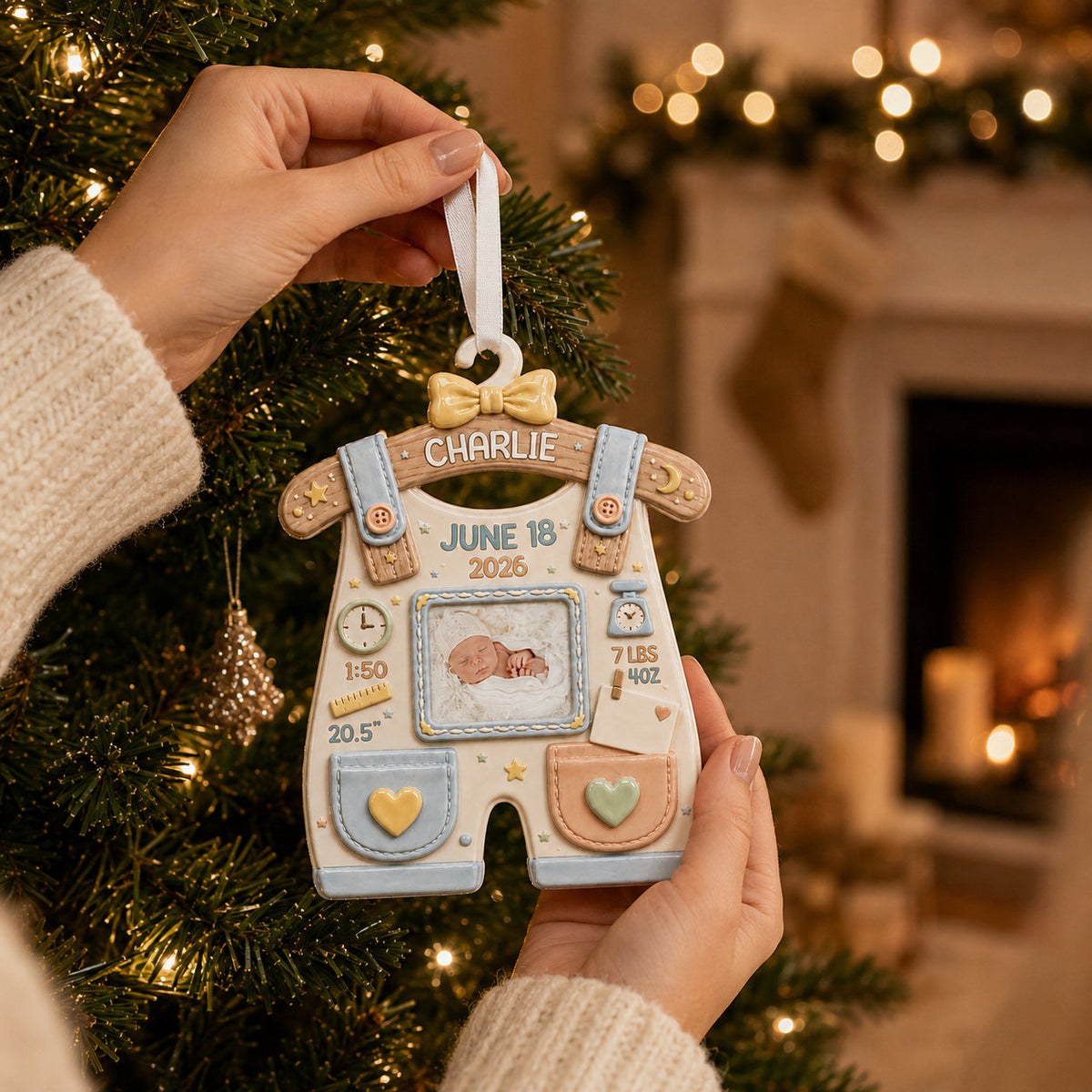 Personalized Baby Birth 2 Layer Christmas Ornament product image 5 of 5