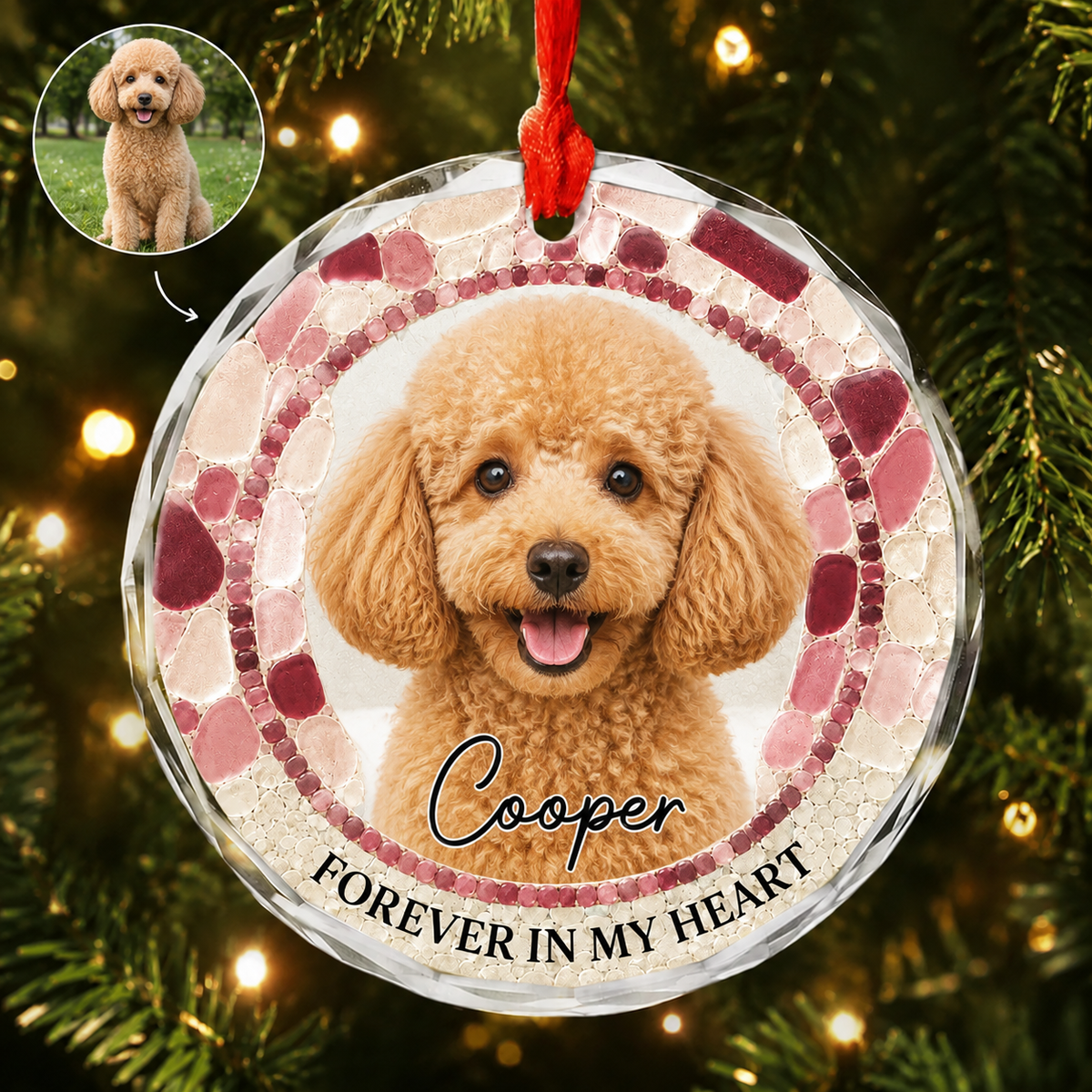 Personalized Pet Memorial Glass Ornament, Dog Ceramic Ornament